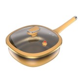 Generic 12-inch Titanium Alloy Non-Stick Deep Skillet Pot with Lid, 30 x 10 cm