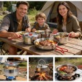 Ipretti 18/8 Stainless Steel Camping Cookware Set for 6 to 8 People with Utensils, Kettle and Carrying Bag
