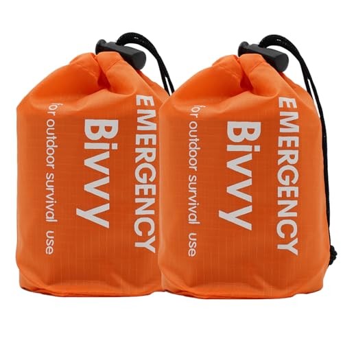 RLXMARTD 2-Pack Emergency Sleeping Bags with Storage Bags, Whistles and Metal Buckles-1