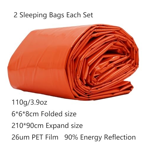 RLXMARTD 2-Pack Emergency Sleeping Bags with Storage Bags, Whistles and Metal Buckles-2