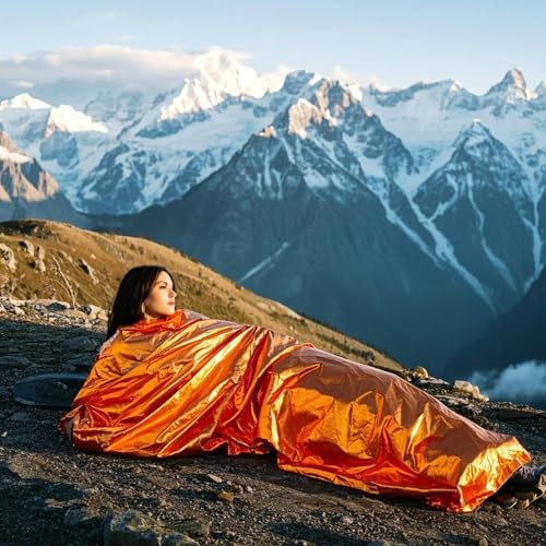 RLXMARTD 2-Pack Emergency Sleeping Bags with Storage Bags, Whistles and Metal Buckles-4