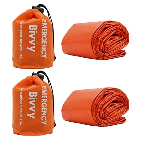 RLXMARTD 2-Pack Emergency Sleeping Bags with Storage Bags, Whistles and Metal Buckles