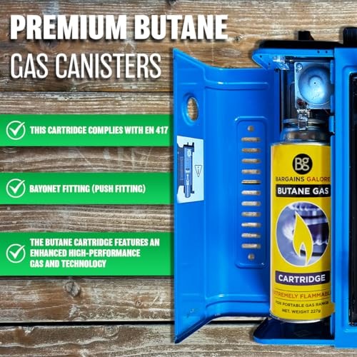 BARGAINS-GALORE 3-in-1 Camping Starter Kit with Gas Stove, 4 Gas Bottles and 2.5L Kettle-6