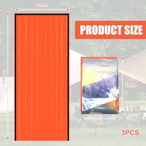 HEUIOP 9-Piece Emergency Sleeping Bag Survival Kit, Orange-1