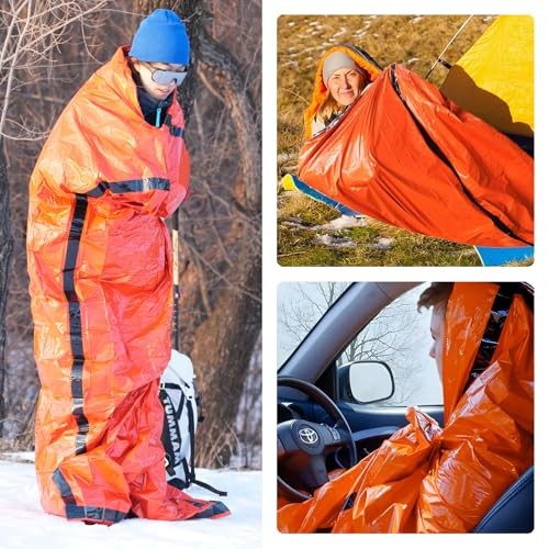 HEUIOP 9-Piece Emergency Sleeping Bag Survival Kit, Orange-6