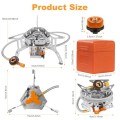 Adiwo 6800W Three-Burner Windproof Camping Gas Stove with Carry Box