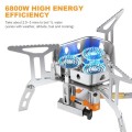Adiwo 6800W Three-Burner Windproof Camping Gas Stove with Carry Box