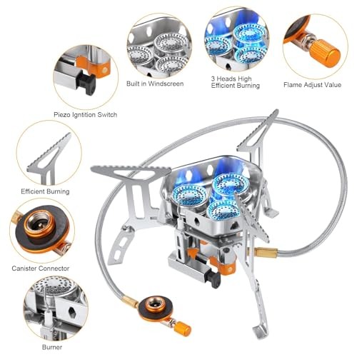 Adiwo 6800W Three-Burner Windproof Camping Gas Stove with Carry Box-3