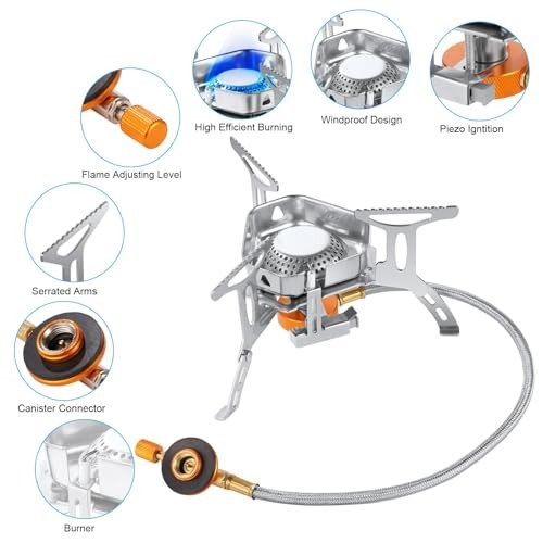 Adiwo Portable Camping Gas Stove, 3500W Single Burner with Piezo Ignition-3