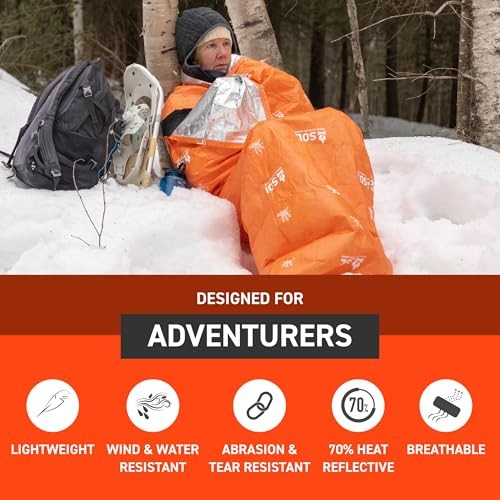 survive outdoors longer Adventure Medical Kits Escape Lite Bivvy Shelter, Orange, 156 g, 810 mm x 2080 mm-1