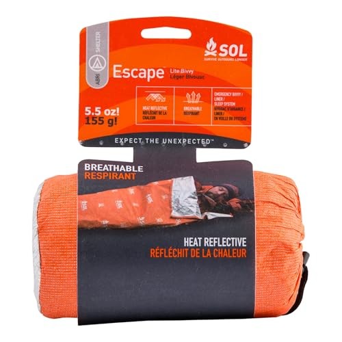 survive outdoors longer Adventure Medical Kits Escape Lite Bivvy Shelter, Orange, 156 g, 810 mm x 2080 mm