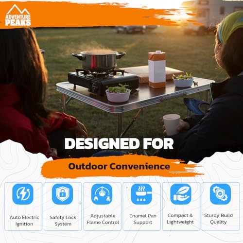 Adventure Peaks Portable Single Burner Camping Gas Cooker with Automatic Ignition and Carry Case-2