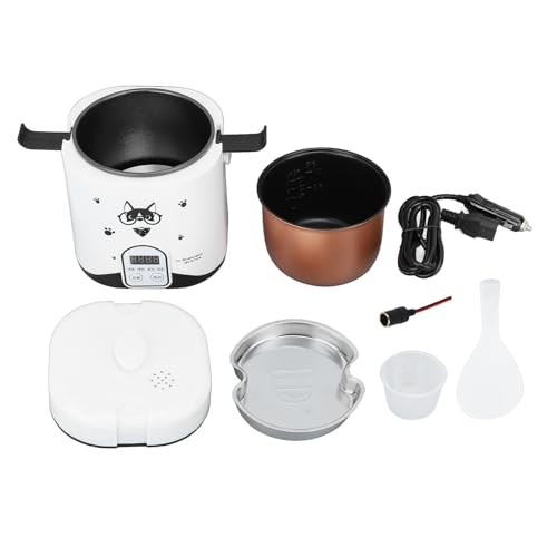 AKLOSIPY 24V Truck Rice Cooker with Non-Stick Inner Pot and Steaming Tray-4