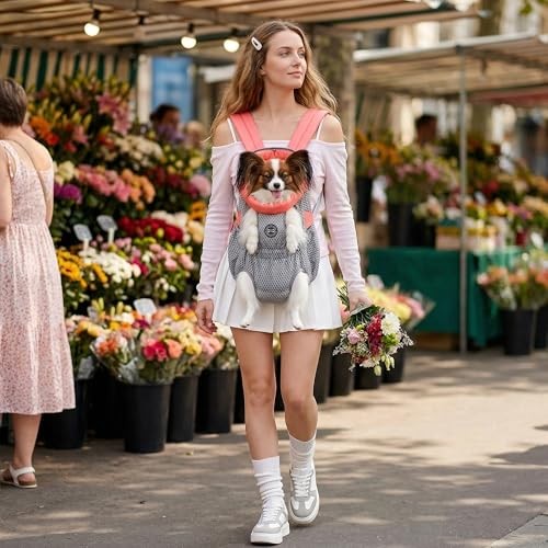 ALLSOPETS Dog Carrier Backpack for Small to Medium Dogs, Cherry Pink, M-1