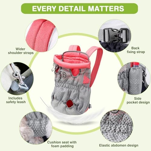 ALLSOPETS Dog Carrier Backpack for Small to Medium Dogs, Cherry Pink, M-2