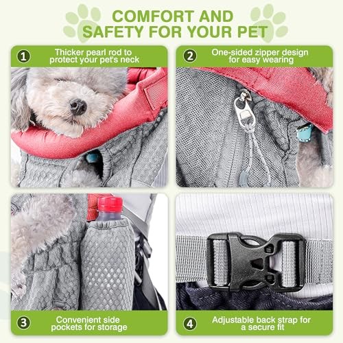 ALLSOPETS Dog Carrier Backpack for Small to Medium Dogs, Cherry Pink, M-3