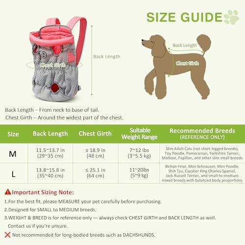 ALLSOPETS Dog Carrier Backpack for Small to Medium Dogs, Cherry Pink, M-4