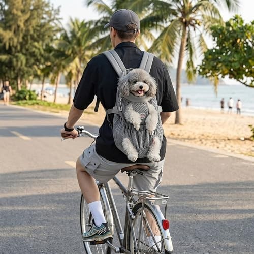 ALLSOPETS Dog Carrier Backpack for Small to Medium Dogs, Silver Gray, M-1