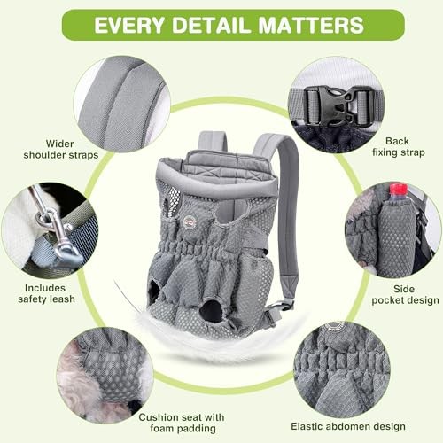 ALLSOPETS Dog Carrier Backpack for Small to Medium Dogs, Silver Gray, M-2