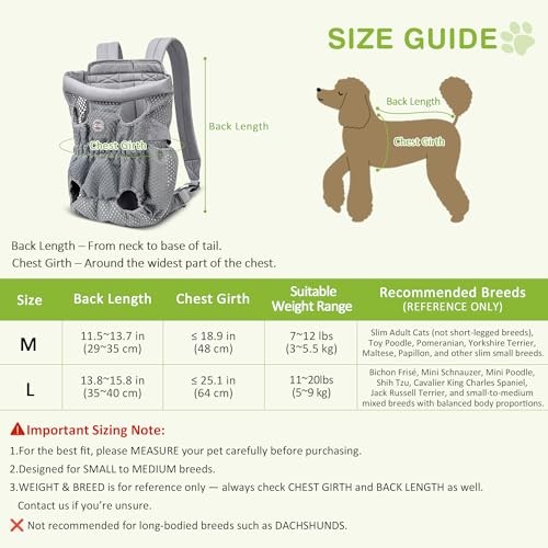 ALLSOPETS Dog Carrier Backpack for Small to Medium Dogs, Silver Gray, L-4