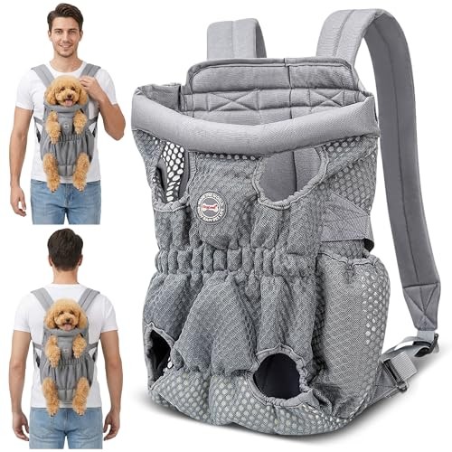 ALLSOPETS Dog Carrier Backpack for Small to Medium Dogs, Silver Gray, L