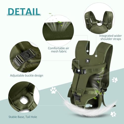 ALLSOPETS Dog Front Carrier Backpack, Army Green, Size L-2