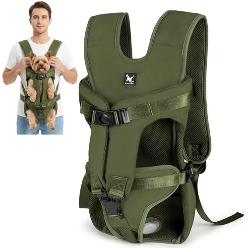 ALLSOPETS Dog Front Carrier Backpack, Army Green, Size L