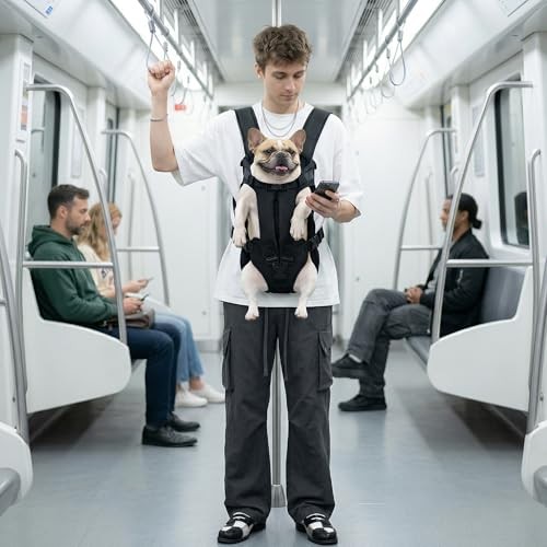 ALLSOPETS Dog Front Carrier Backpack, adjustable legs-out pet carrier, charcoal black, size M-1