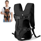 ALLSOPETS Dog Front Carrier Backpack, adjustable legs-out pet carrier, charcoal black, size M
