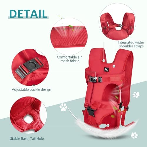 ALLSOPETS Dog Front Carrier Backpack, Fire Red, L-2