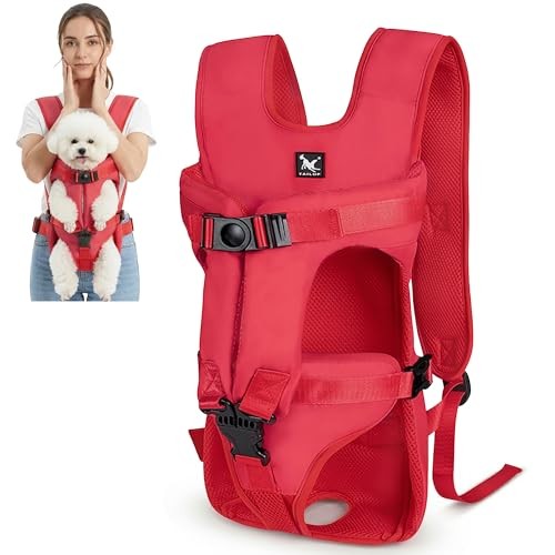ALLSOPETS Dog Front Carrier Backpack, Fire Red, L