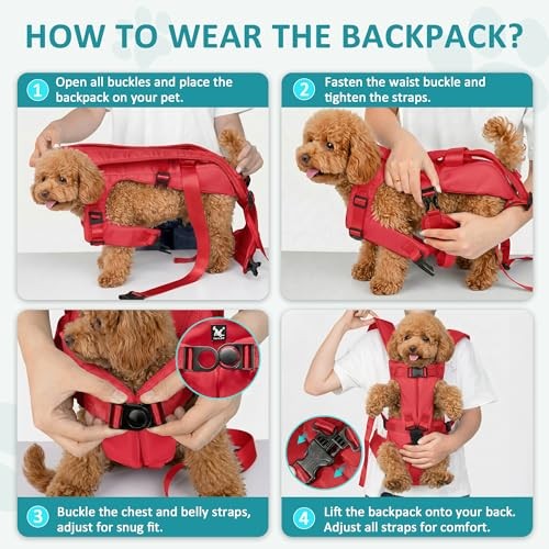 ALLSOPETS Dog Front Carrier Backpack, Fire Red, M-3