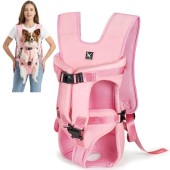 ALLSOPETS Dog Front Carrier Backpack, Pale Pink, M