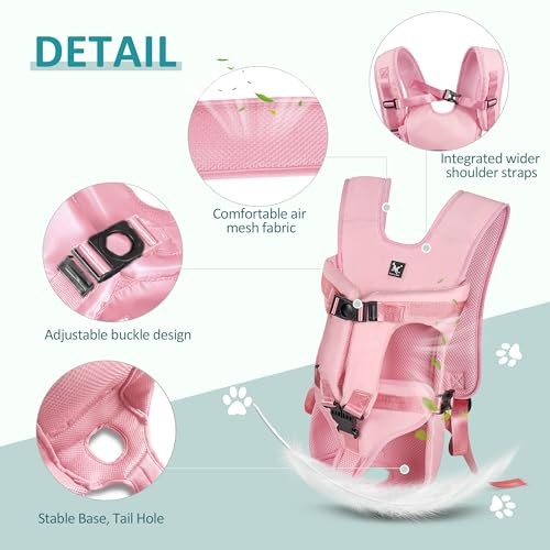 ALLSOPETS Dog Front Carrier Backpack, Pale Pink, M-2