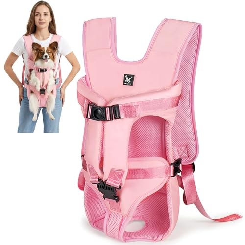 ALLSOPETS Dog Front Carrier Backpack, Pale Pink, M