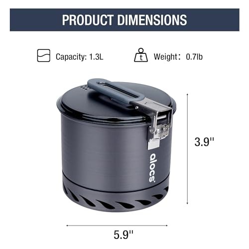 Alocs 1.4L Camping Pot with Heat Exchanger-4
