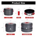Alocs Camping Cookware Set, 3.5L + 2.2L Pot and 8.5in Pan, Mesh Carry Bag