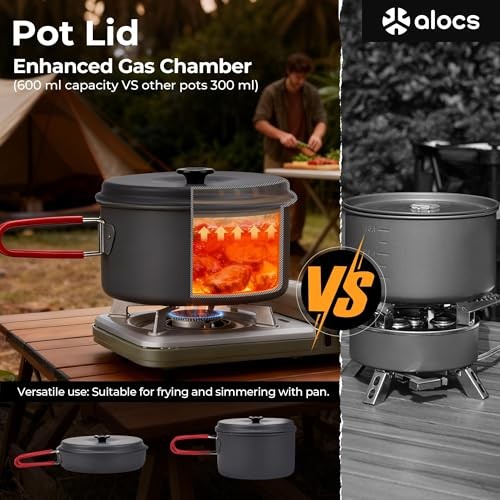 Alocs Camping Cookware Set, 2L + 1.4L + 1L Pots and 7.5-inch Non-stick Pan-4