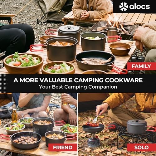 Alocs Camping Cookware Set, 2L + 1.4L + 1L Pots and 7.5-inch Non-stick Pan-6