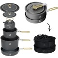 Alocs Camping Cookware Set with 1.7L Pot, 3L Pot, 0.8L Kettle and 8-inch Frying Pan
