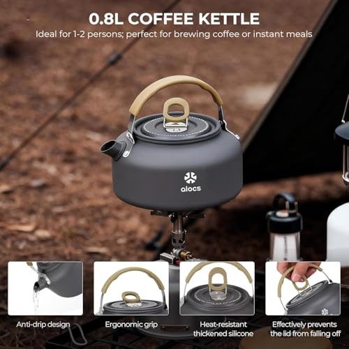 Alocs Camping Cookware Set with 1.7L Pot, 3L Pot, 0.8L Kettle and 8-inch Frying Pan-8