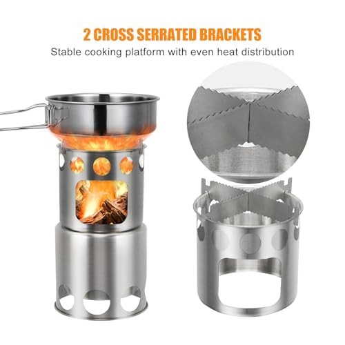 Aomiun Stainless Steel Camping Cookware Set with Stove, Forks and Spoons-3