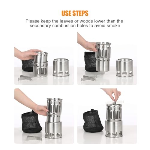 Aomiun Stainless Steel Camping Cookware Set with Stove, Forks and Spoons-6
