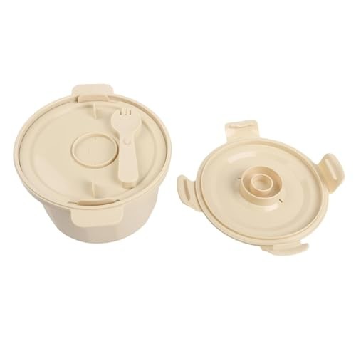 ARMYJY Microwave Rice Cooker Steamer, Portable Beige PP Pot-1