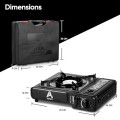 Aspect portable camping stove with 4 gas canisters, single burner, black