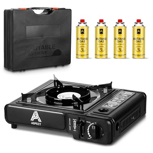Aspect Single Burner Camping Stove with Carry Case, Black, Stove Only-5