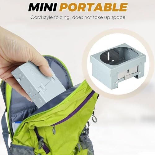 Azwood Portable Solid Fuel Stove, Foldable Alcohol Burner, Pocket Size, Updated Model-3
