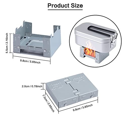 Azwood Portable Foldable Solid Fuel Stove, Pocket Size, Regular Model-3