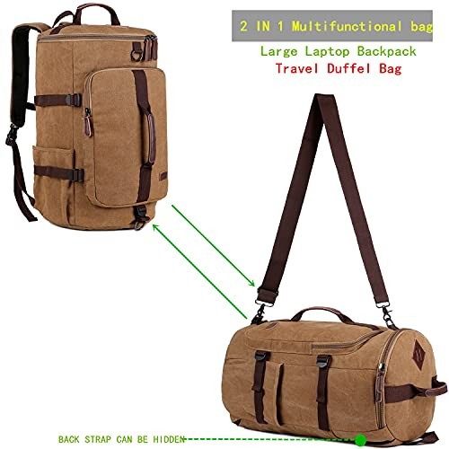Baosha HB-26 Vintage Canvas Convertible Holdall Bag, Coffee-1