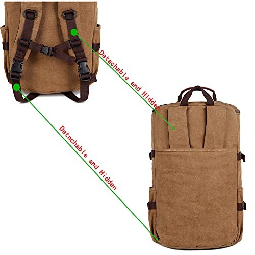 Baosha HB-26 Vintage Canvas Convertible Holdall Bag, Coffee-6